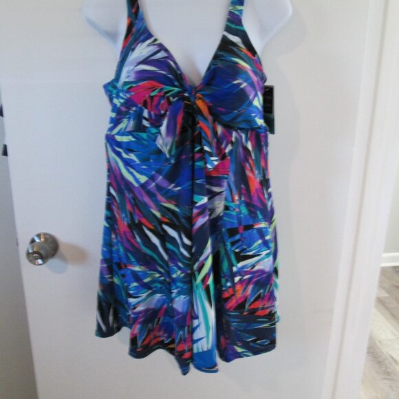 Swim Solutions Printed Bow-Front Swim Dress NWT sz 18 - Picture 4 of 11